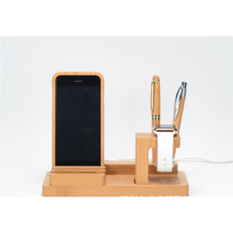 Socle chargeur en bambou pour Apple Watch, iPhone